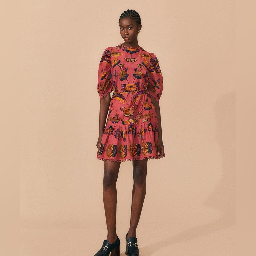 NWT Farm Rio Blush Living Bloom Short Sleeve Mini Dress Large